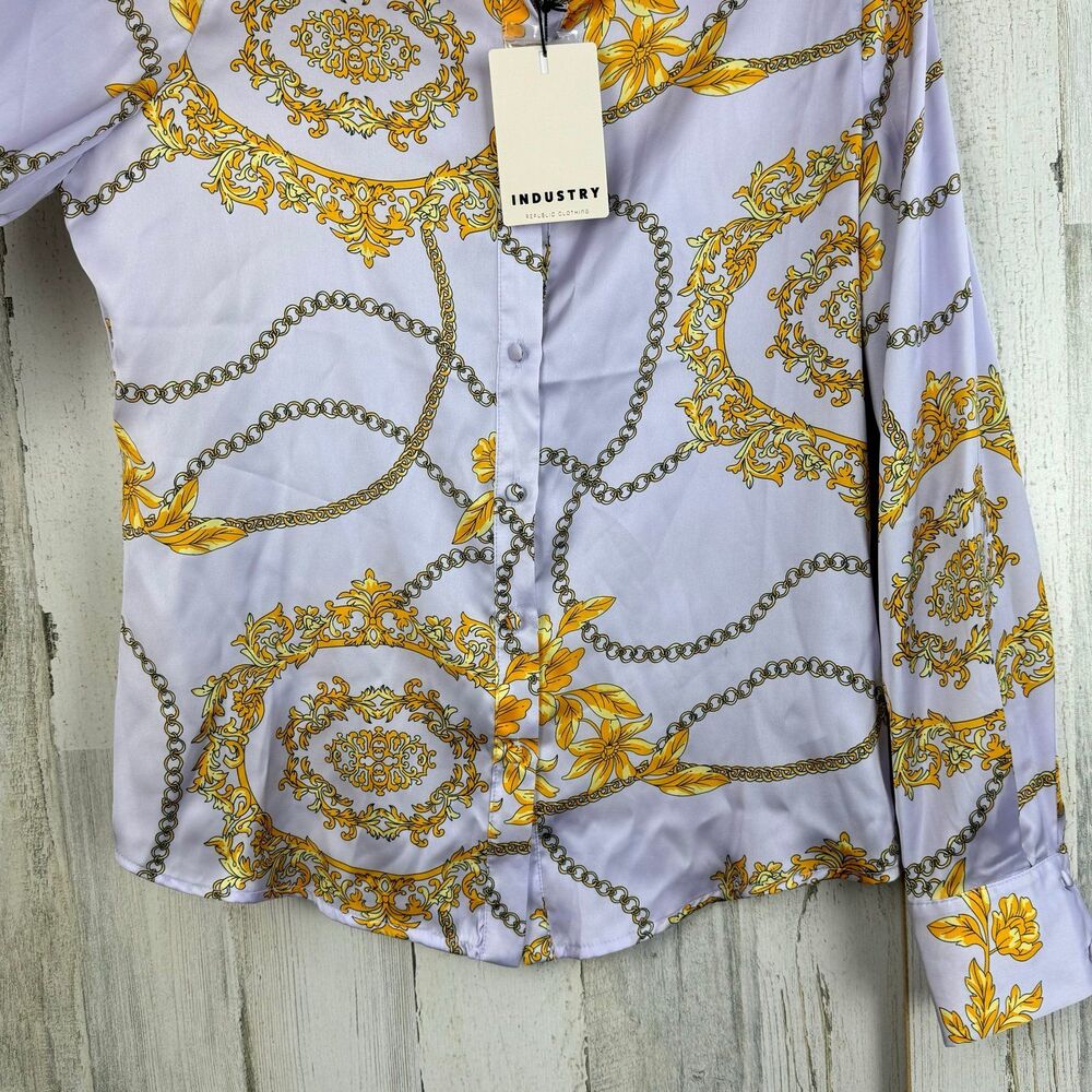 INDUSTRY Chain Print Button Down Blouse size small - Picture 7 of 10